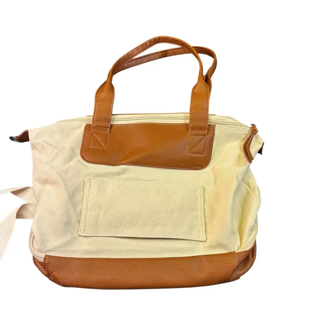 Graf Lantz Canvas & Leather Work + Travel‎ Bag | Cream Tan Carryall Crossbody